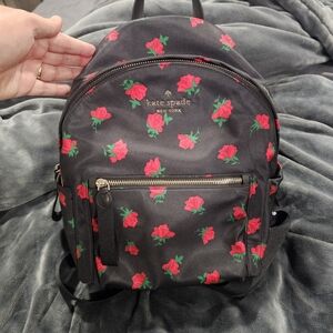 kate spade Floral Mini Backpack - Black with Red Roses